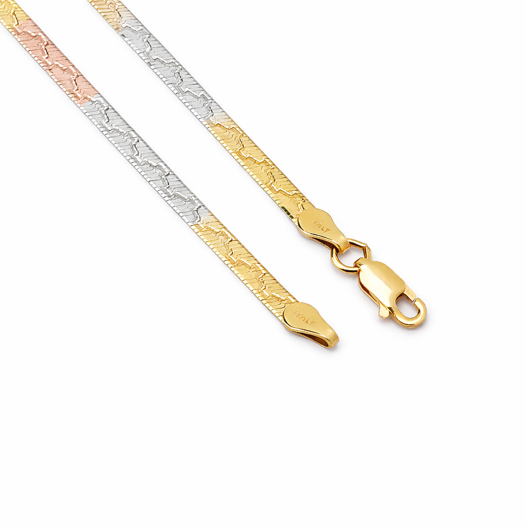 Silver Temple Tricolor Italian Reversible Anklet