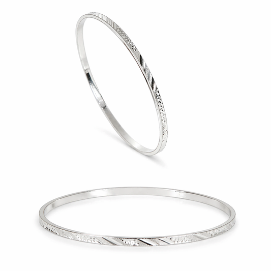 Sterling Silver Classic Bangles – Set of 4(2.6 Size)