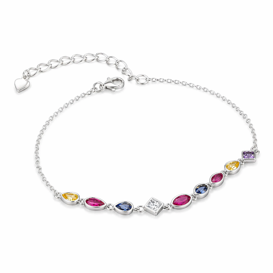 Prism Bloom – 925 Silver Multicolor Stone Bracelet