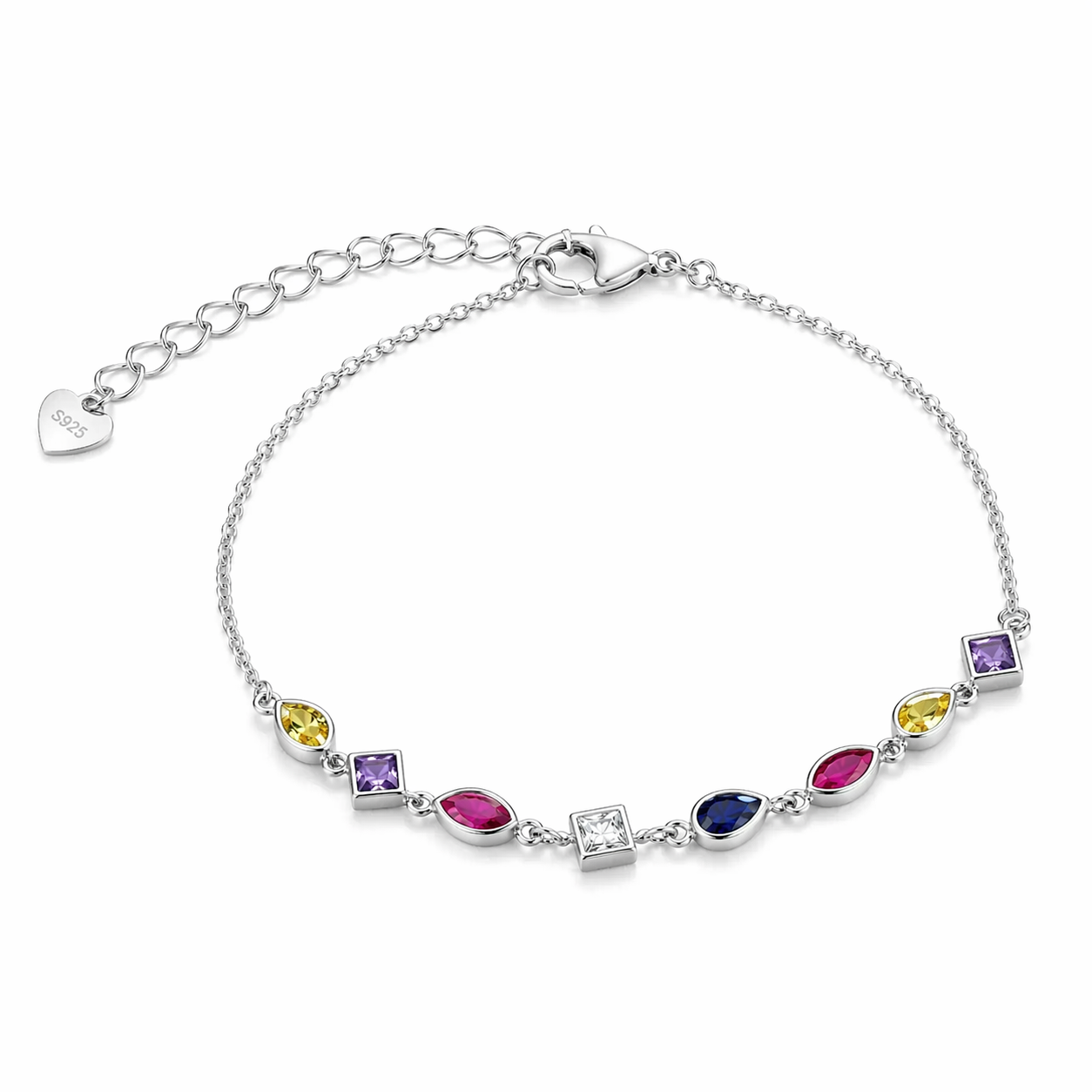 Prism Bloom – 925 Silver Multicolor Stone Bracelet