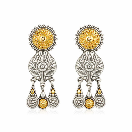 Jaipuri Heritage Two-Tone Dangler Pure 925 Earrings