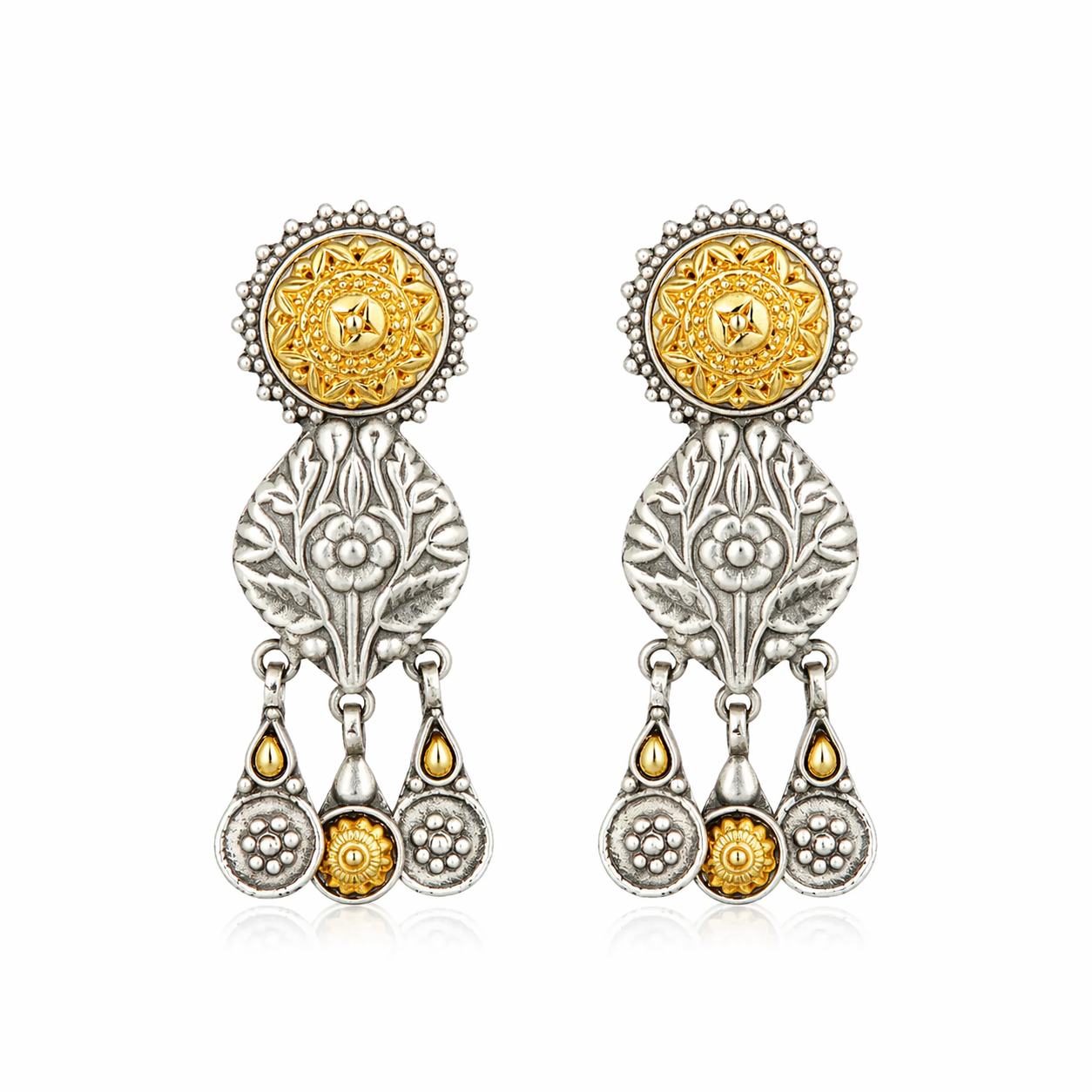 Jaipuri Heritage Two-Tone Dangler Pure 925 Earrings
