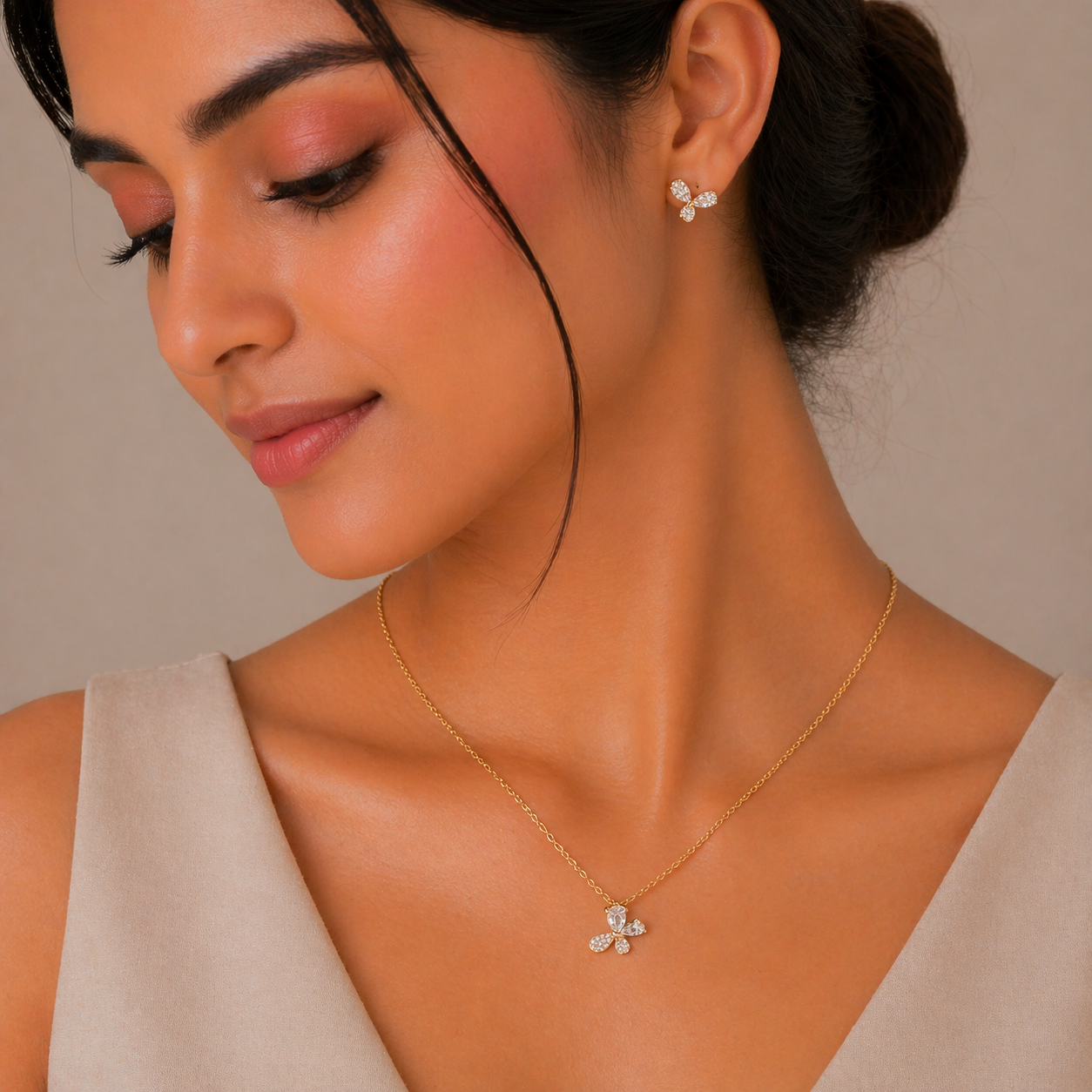 Celestial Butterfly Crystal Jewelry Set – 925 Sterling Silver