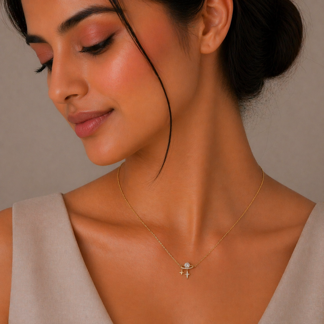 Silver Orbit Gold Necklace