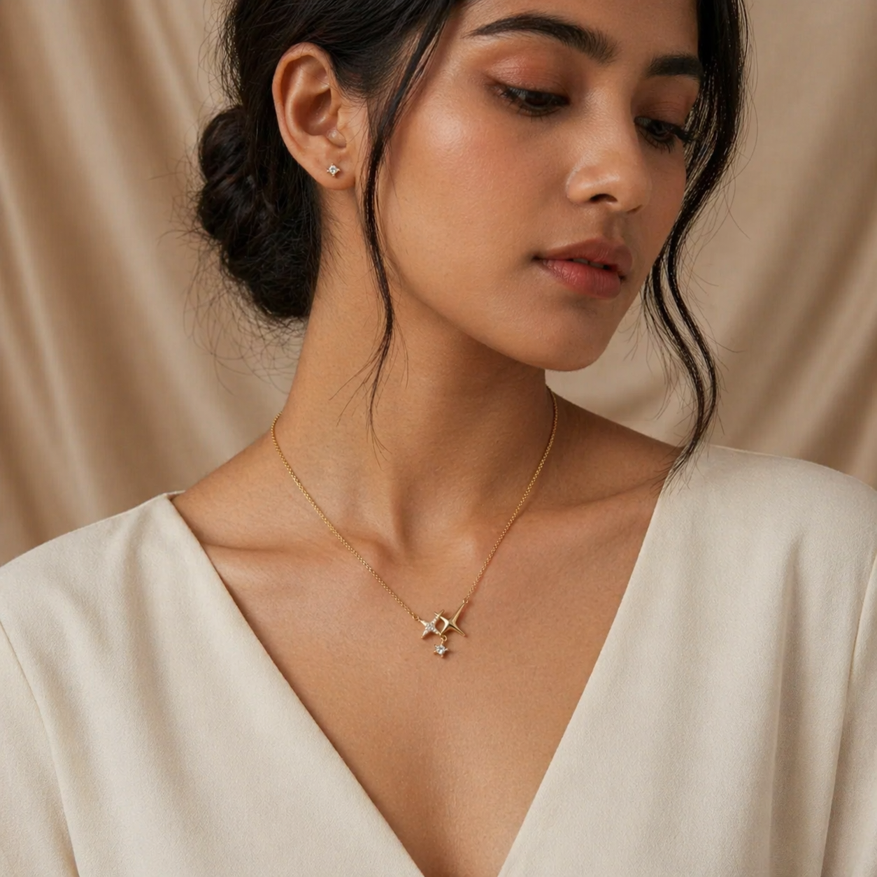 The North Star Rhodium Plated 925 Silver Necklace