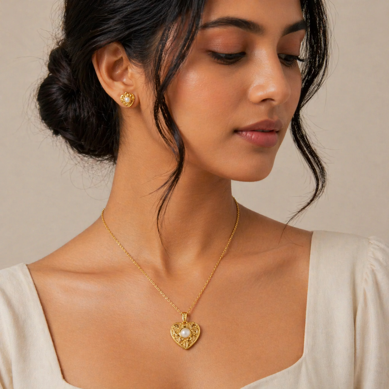 Golden Heart Aura Necklace Pure 925 Silver
