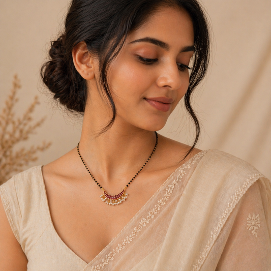 Blush Radiance Silver Mangalsutra