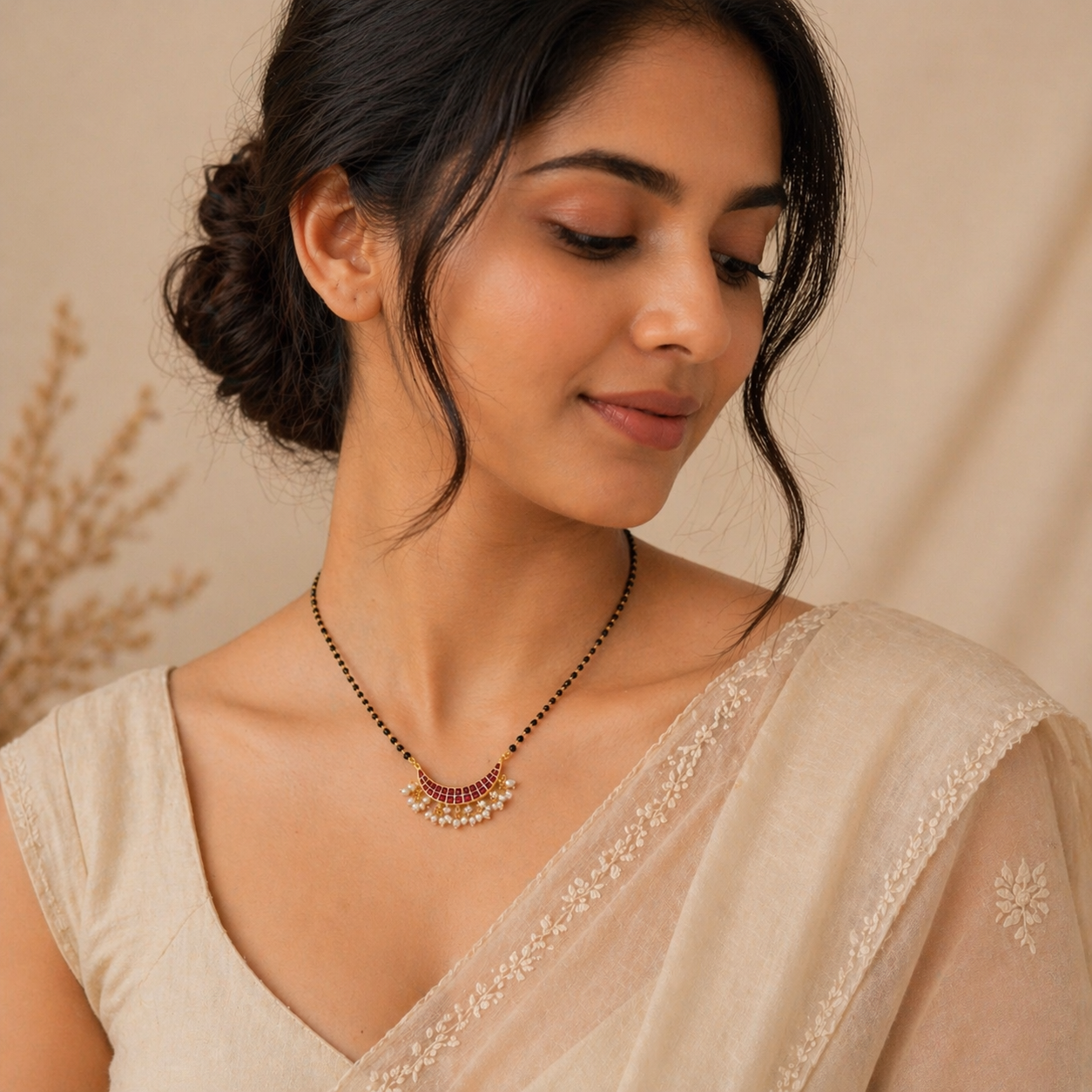 Blush Radiance Silver Mangalsutra