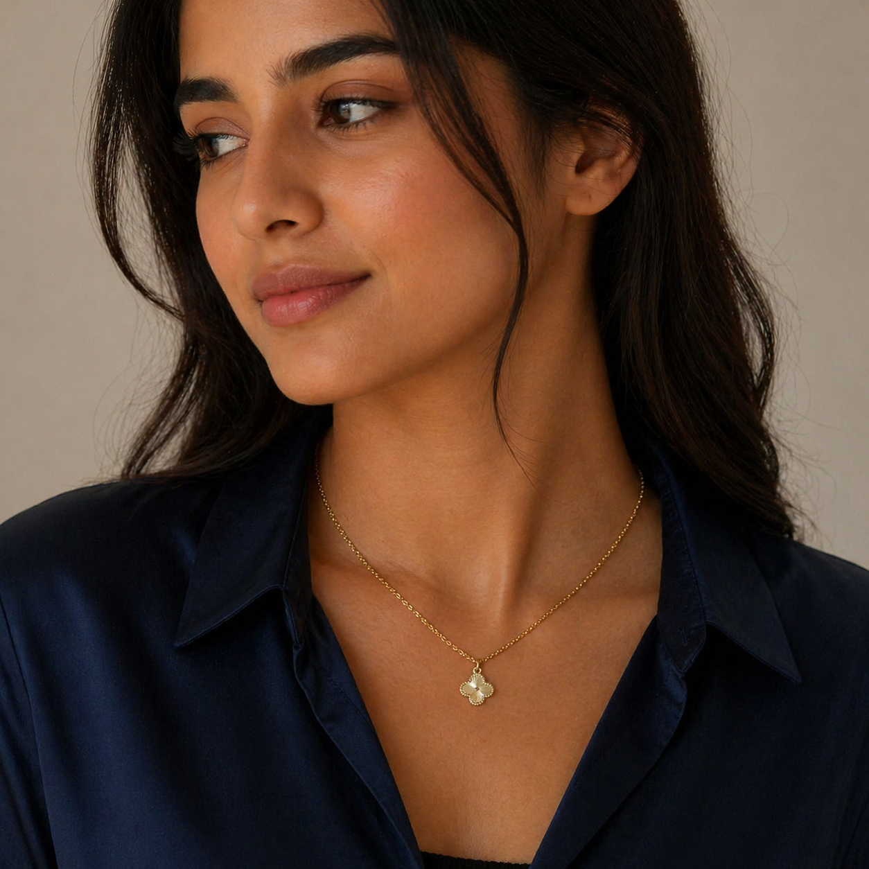Clove Gold Coated Necklace Pure 925 Silver