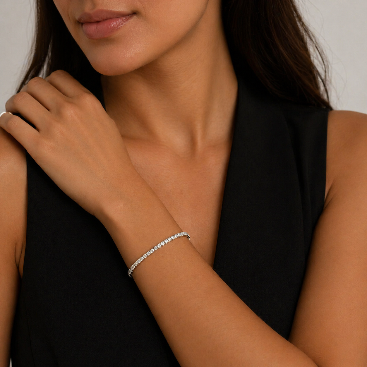 Classic Silver Tennis Adjustable Bracelet