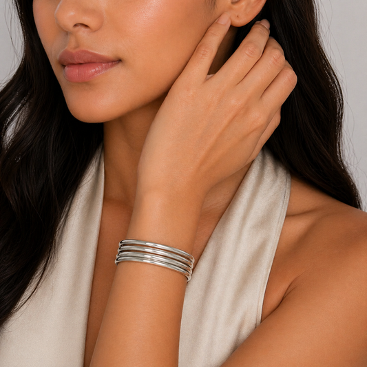 Classic Pure 925 Silver Bangles (Set of 4 Bangles)