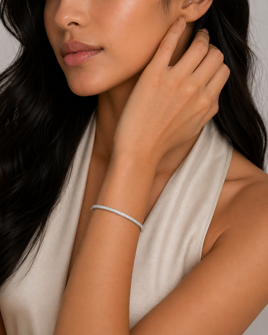 Silver Dainty Diamond Cut Bracelet