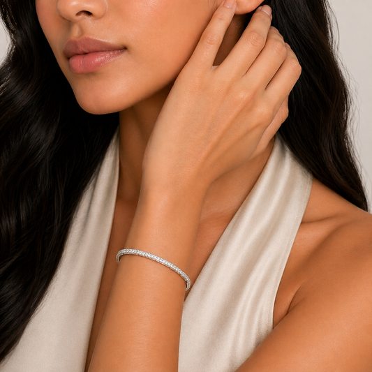 Silver Dainty Diamond Cut Bracelet