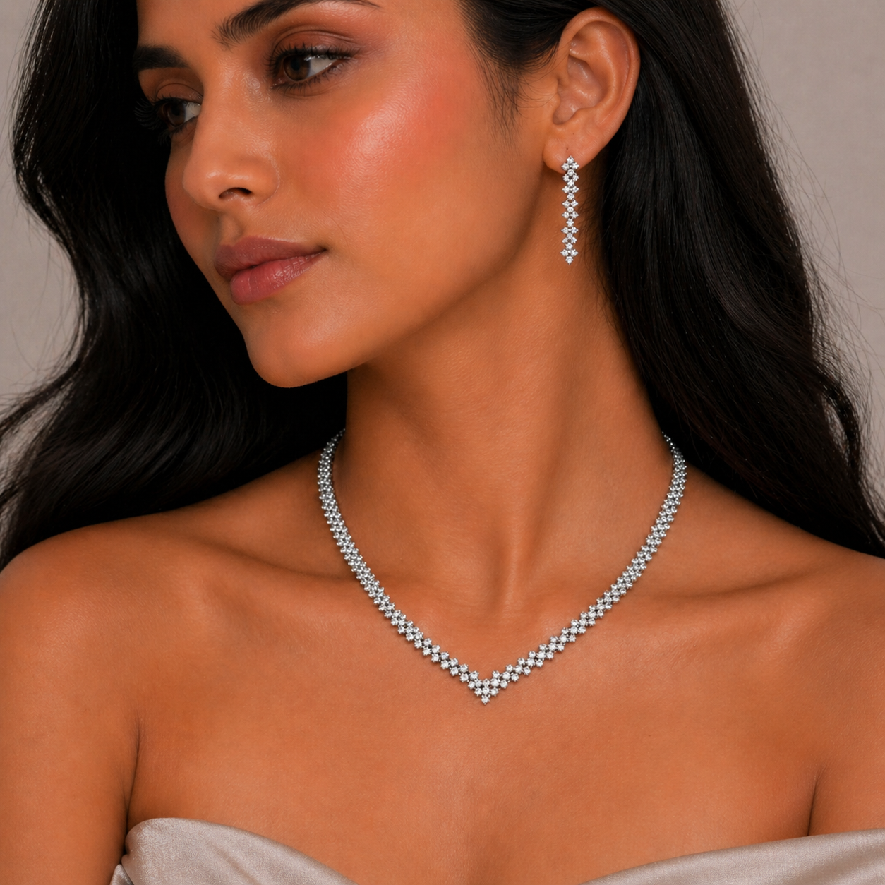 Shimmer Bar Necklace Set — Pure 925 Sterling Silver