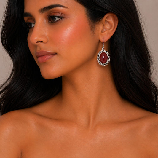 Silver Earthy Oxidized Hanging Earrings