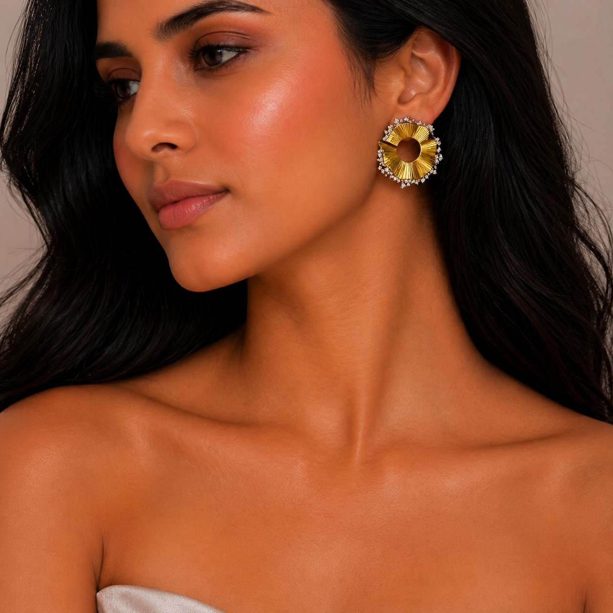 Royal Petals Gold Statement Earrings