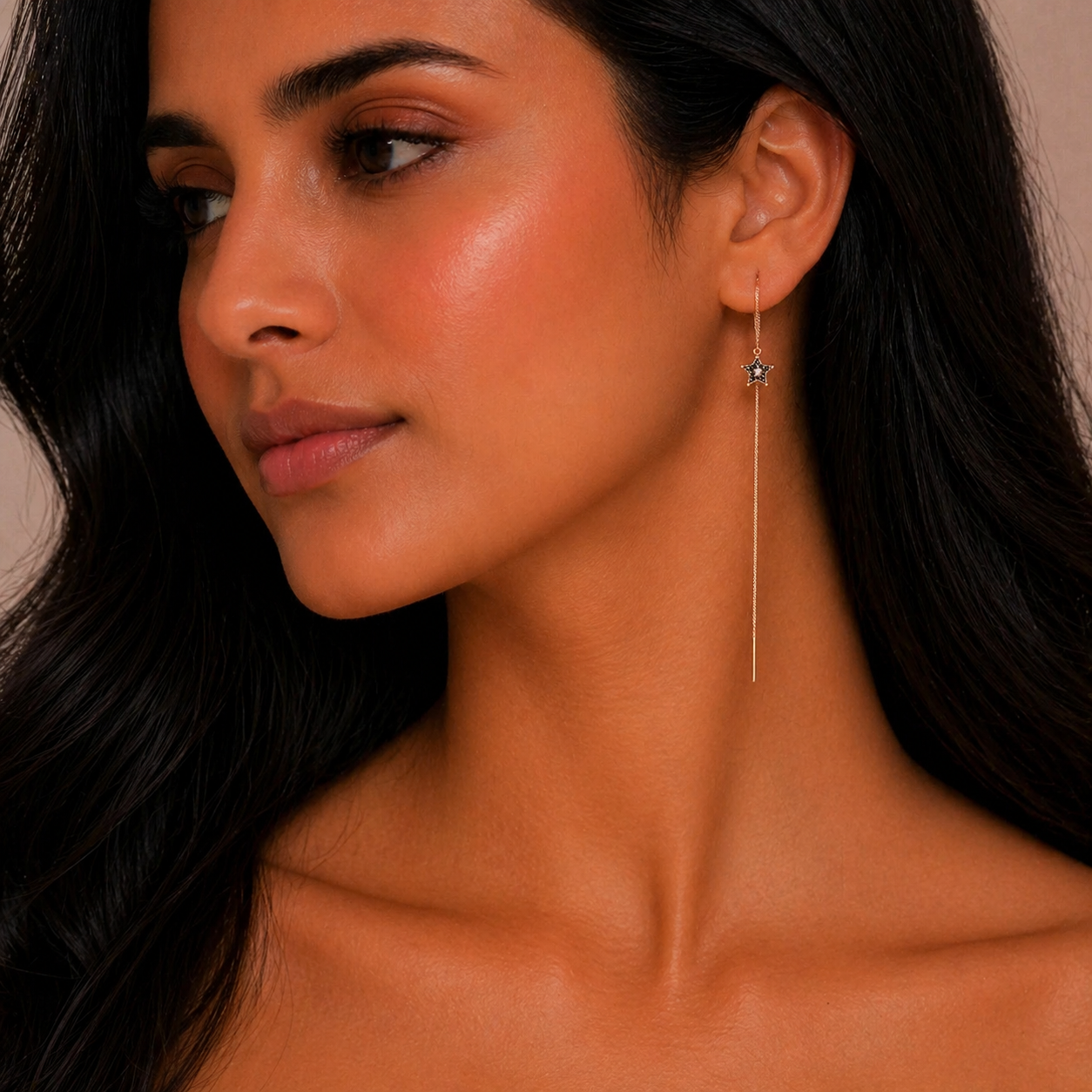 Rose Gold Star Sui Dhaga Earrings