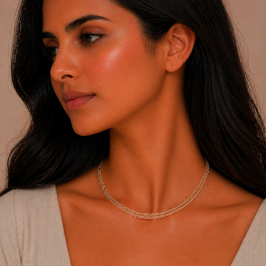 Silver Duo-Tone Layered Italian Chain