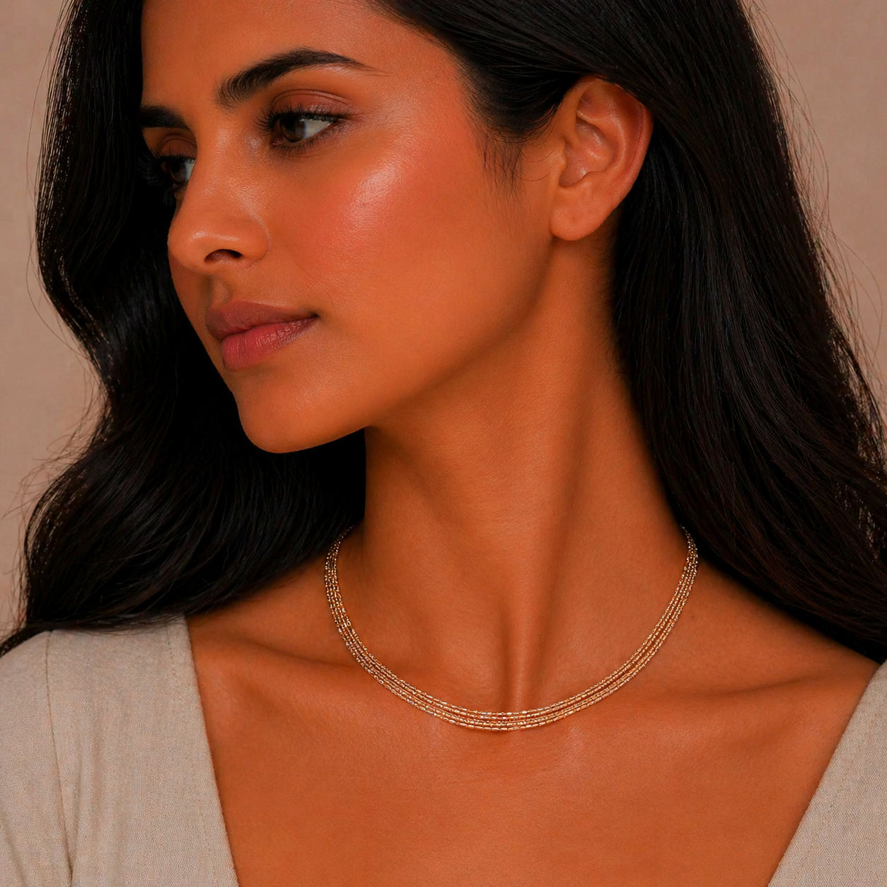 Silver Duo-Tone Layered Italian Chain