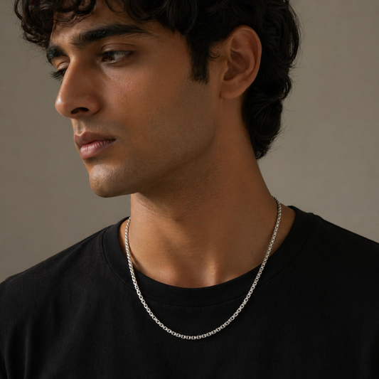 Men Silver Classy Box Chain