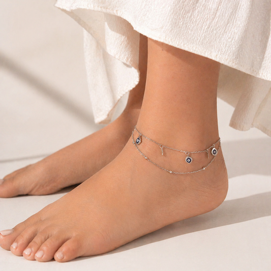 Dainty Evil Eye Charm Single Anklet