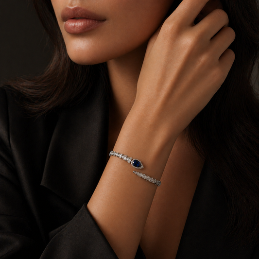Serpent Blue stone 925 Silver Bracelet