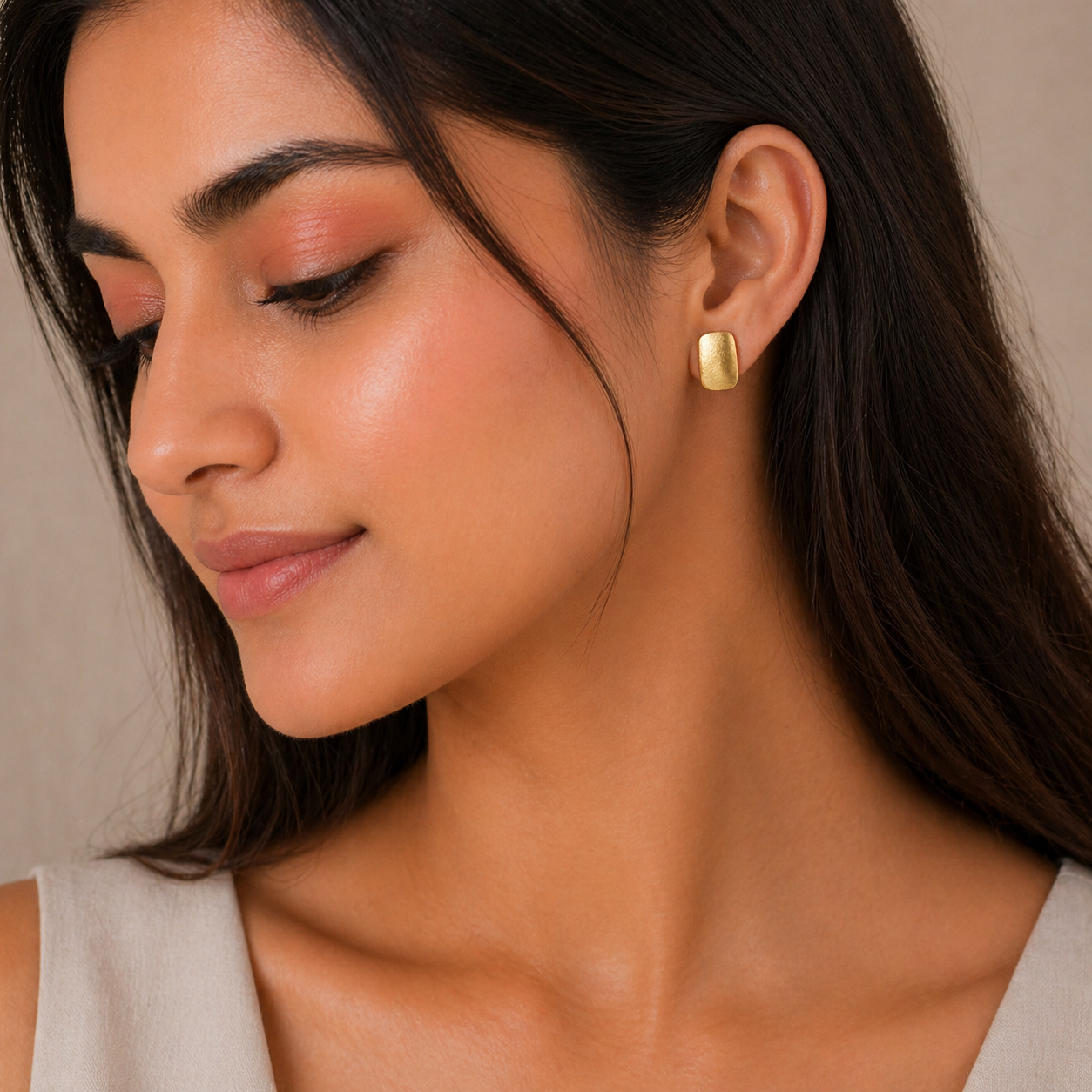 Golden Aura Stud Earrings Pure 925 Silver