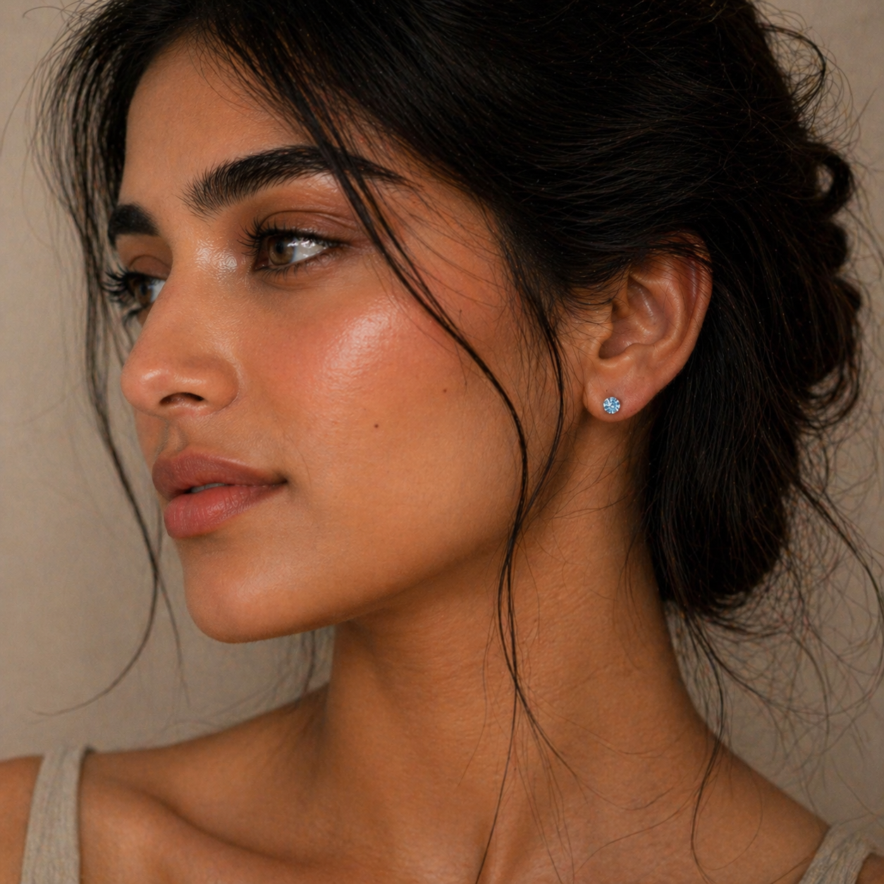 Aqua Spark Silver Studs