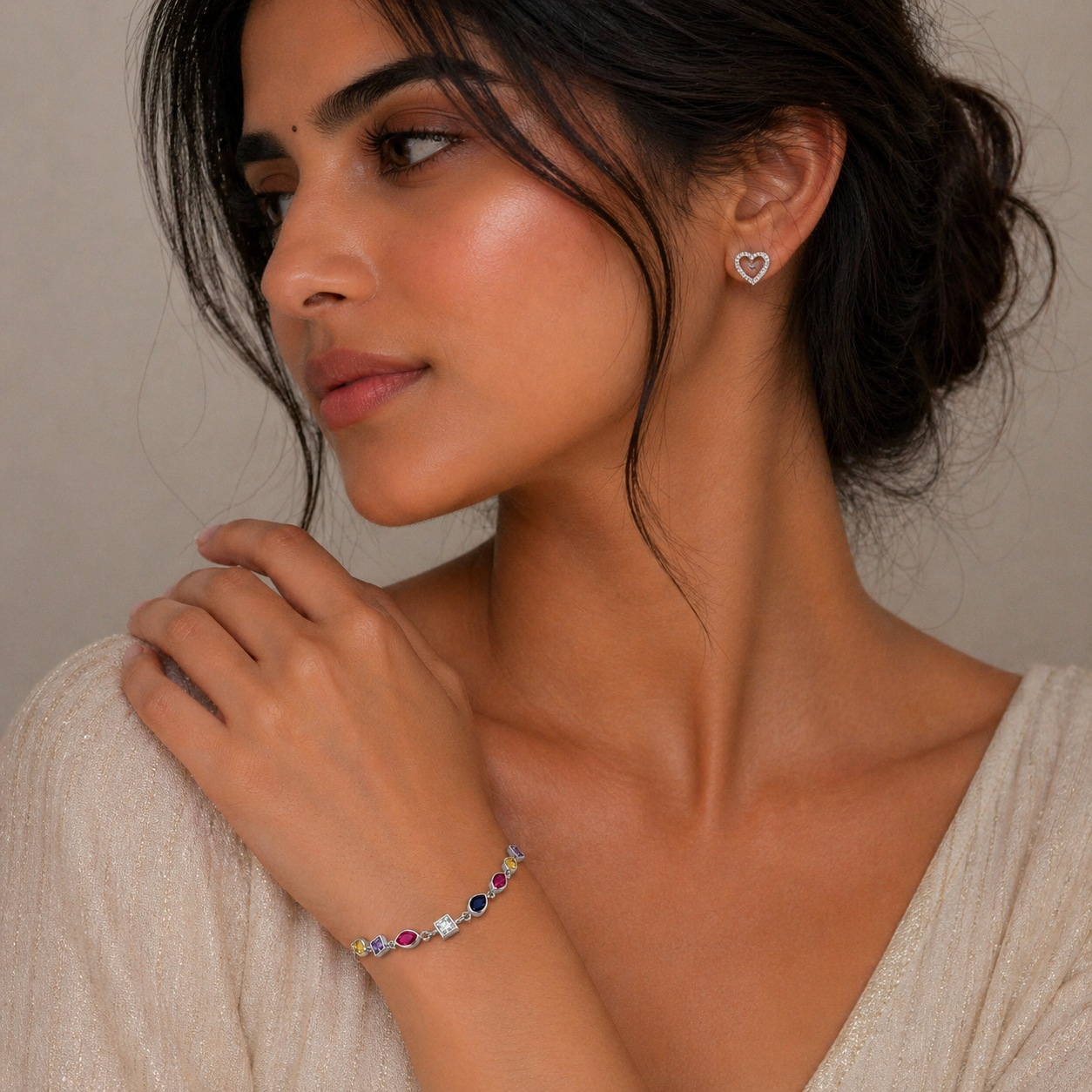 Prism Bloom – 925 Silver Multicolor Stone Bracelet