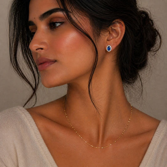 Saphire Oval Studs