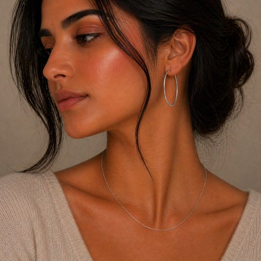 Silver Minimal Oval Hoops
