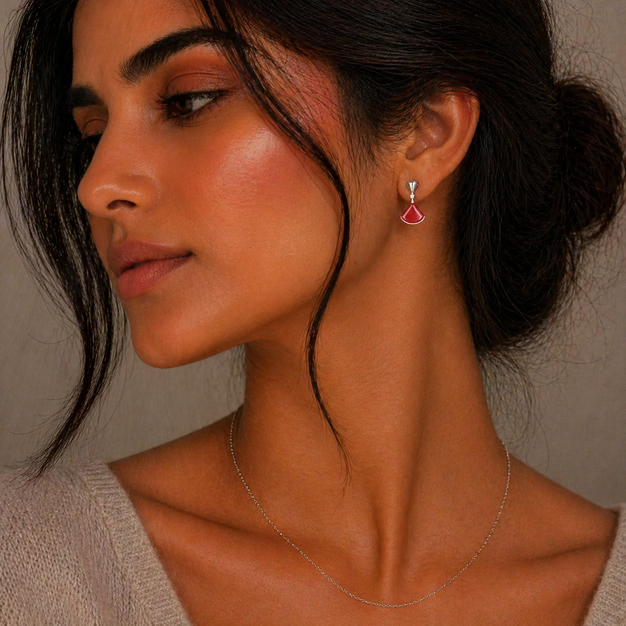 Scarlet Fan 925 Silver Earrings