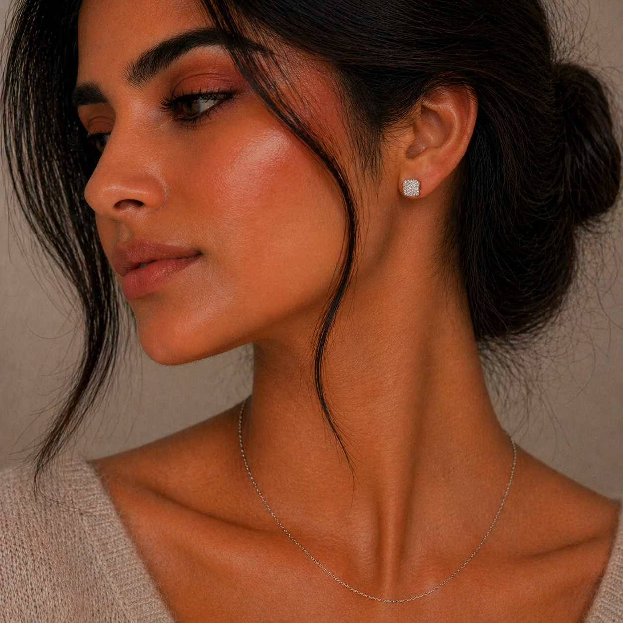 Silver Cushion Studs Pure 925 Silver