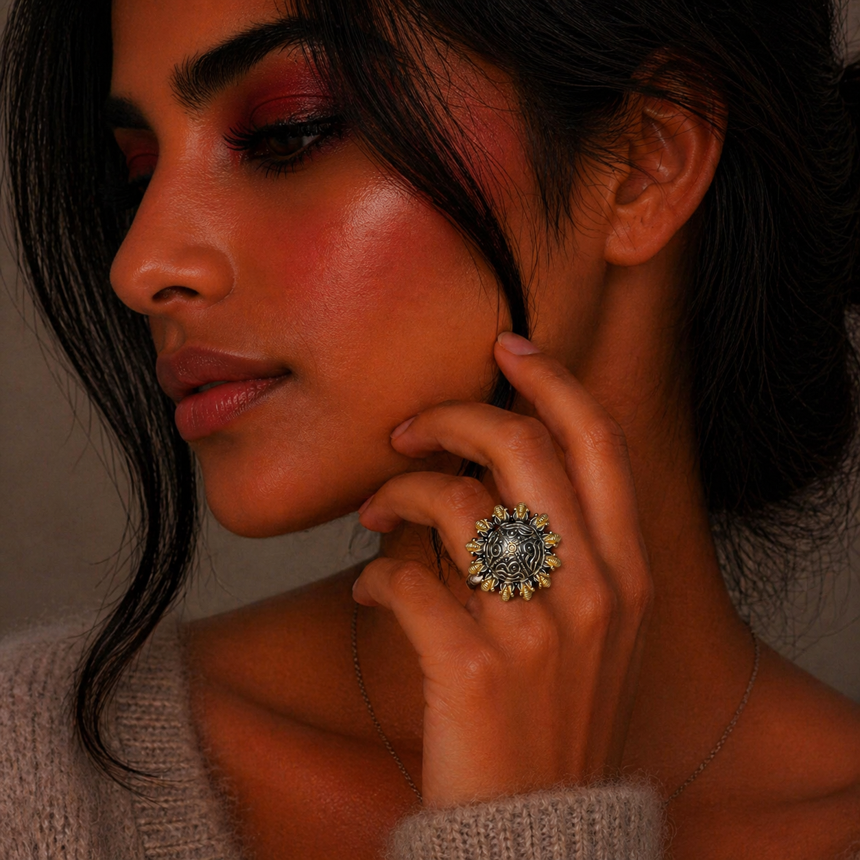 Sunburst Glow Adjustable Ring