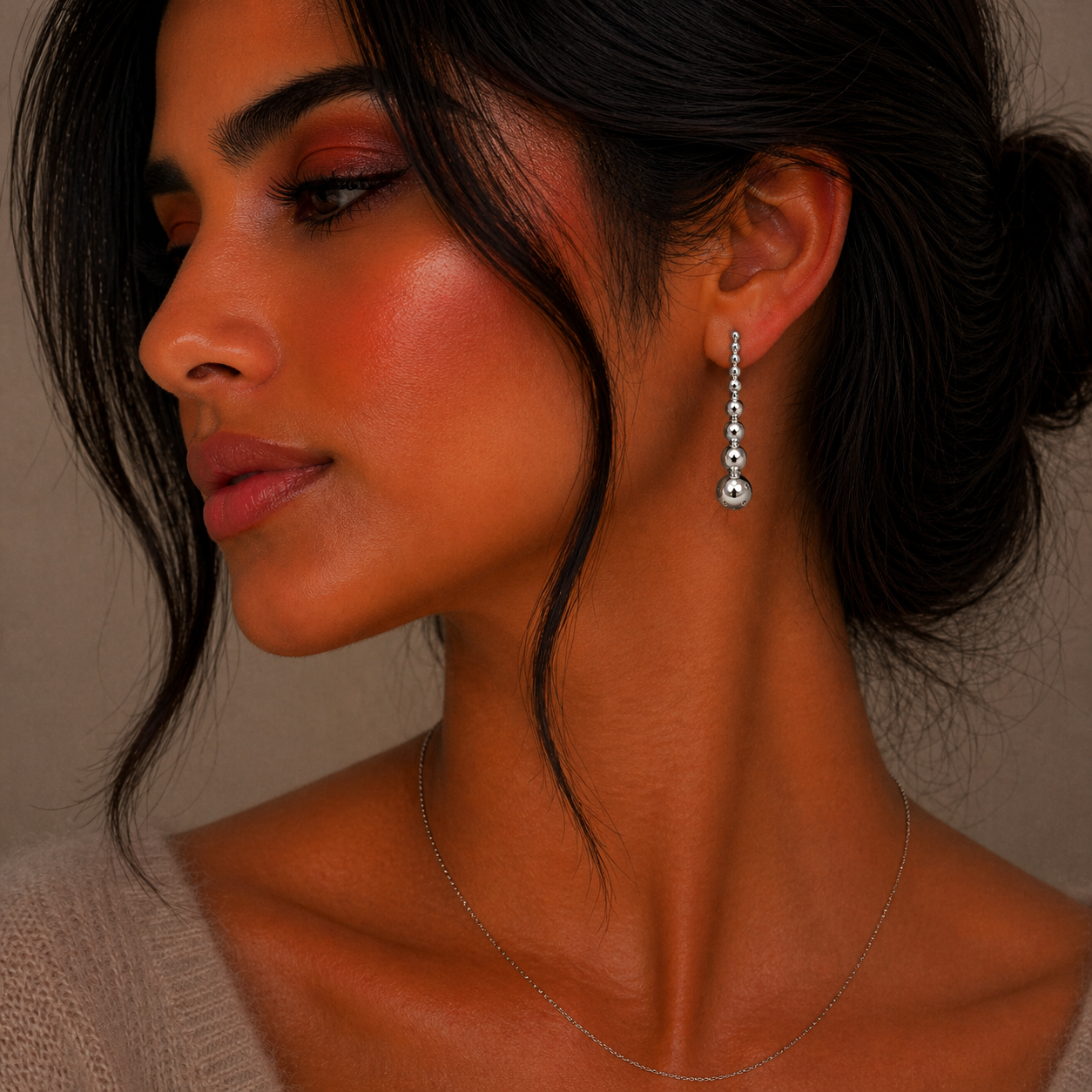 Elegant Silver Bead Drop Earrings