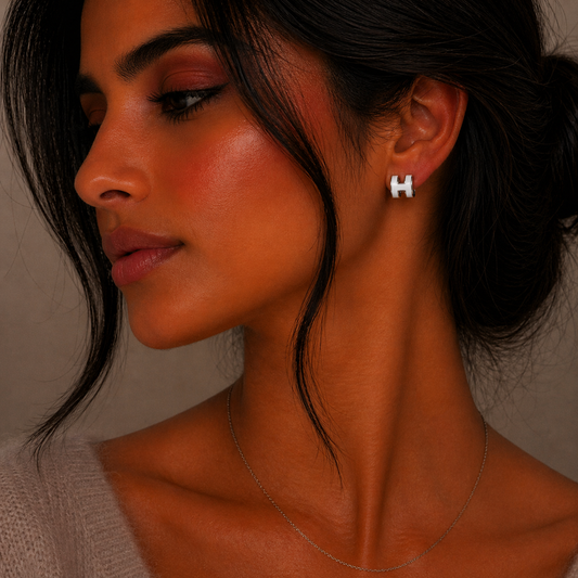 Ivory Edge – 925 Silver Cube Studs
