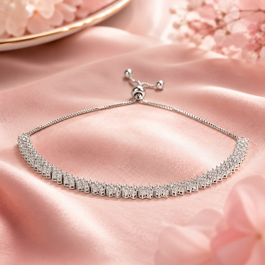 Silver Glittering Adjustable Bracelet
