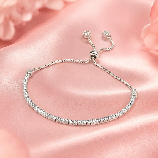 Classic Silver Tennis Adjustable Bracelet