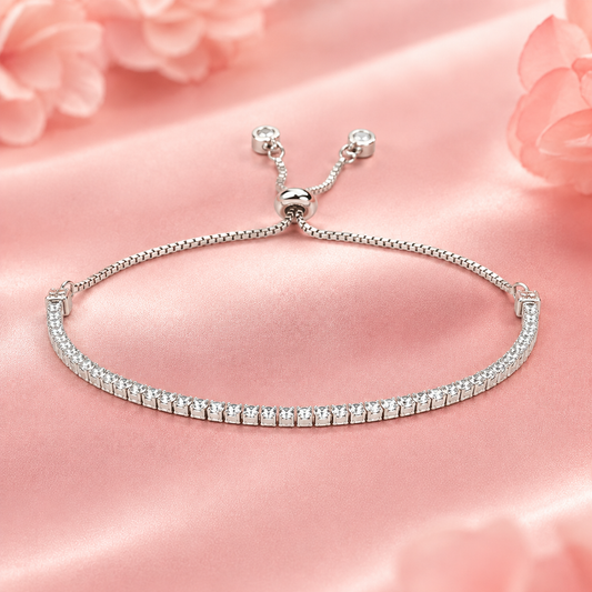 Classic Silver Tennis Adjustable Bracelet