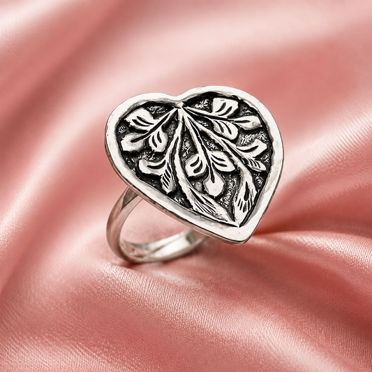 Heart Silver Adjustable Ring