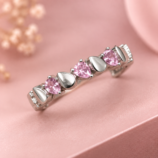 Tea Rose Radiance – 925 Silver Eternity Band (Size 6)