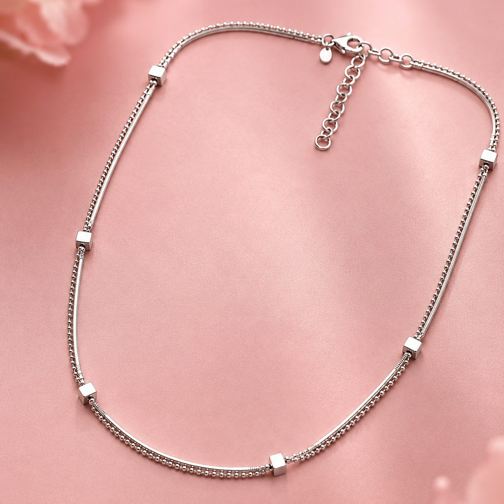Double-Line Cube Bead Necklace