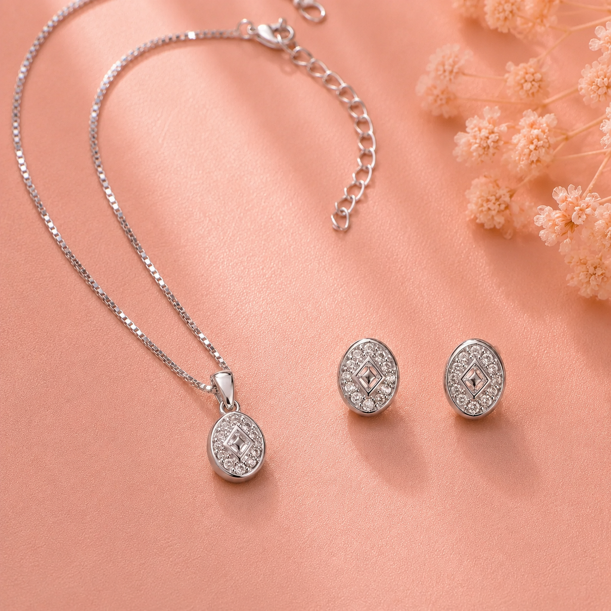 Royal Radiance Diamond-Finish Necklace & Earrings Set