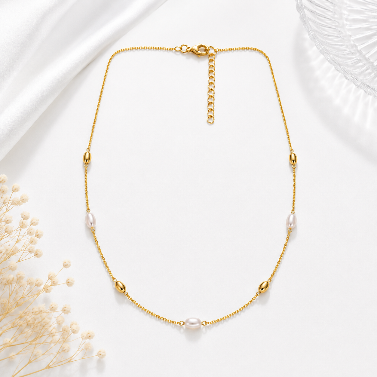 Pearl Elegance Station Necklace