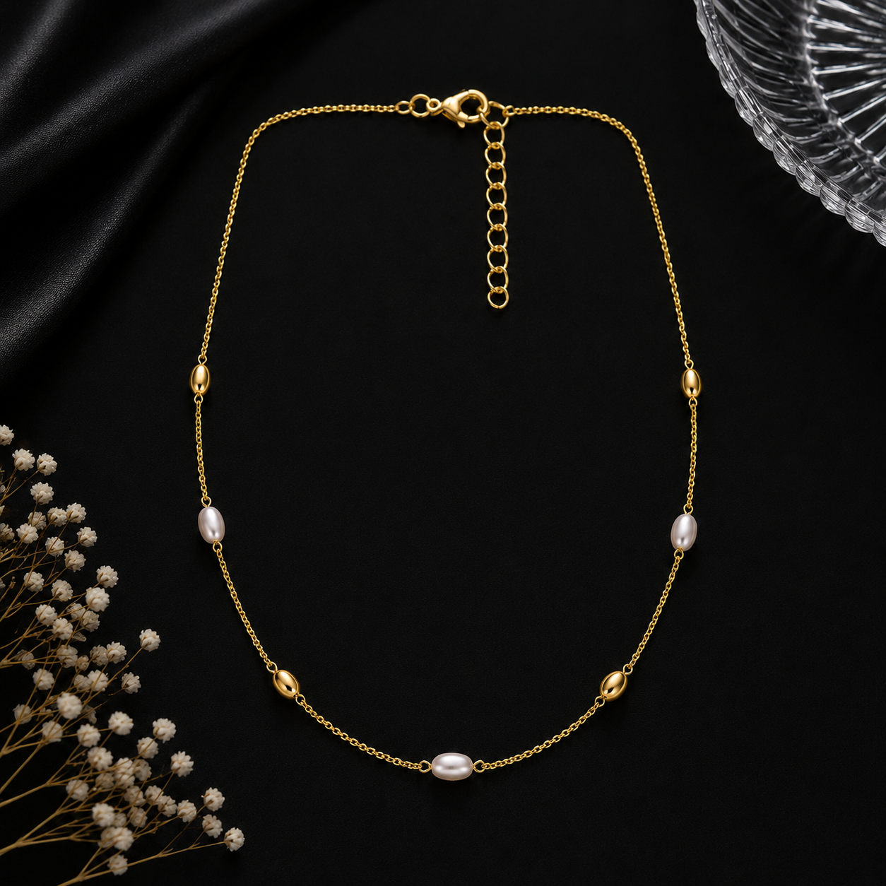 Pearl Elegance Station Necklace