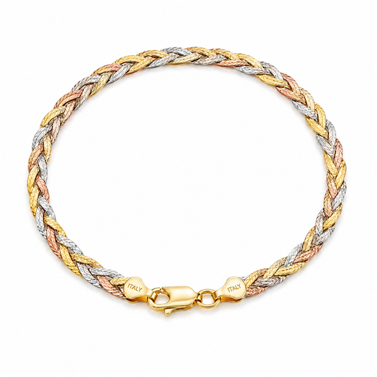 Trinity Glow Tricolor Italian 925 Silver Anklet(Single)