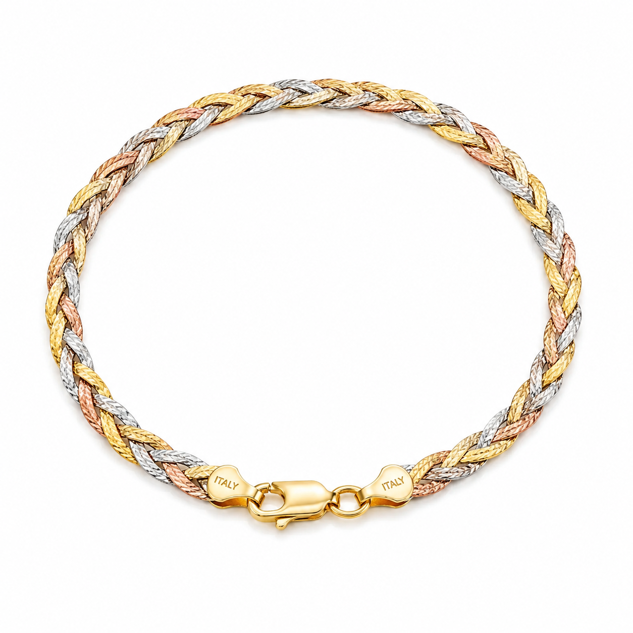 Trinity Glow Tricoloured Italian 925 Silver Anklet (Single)