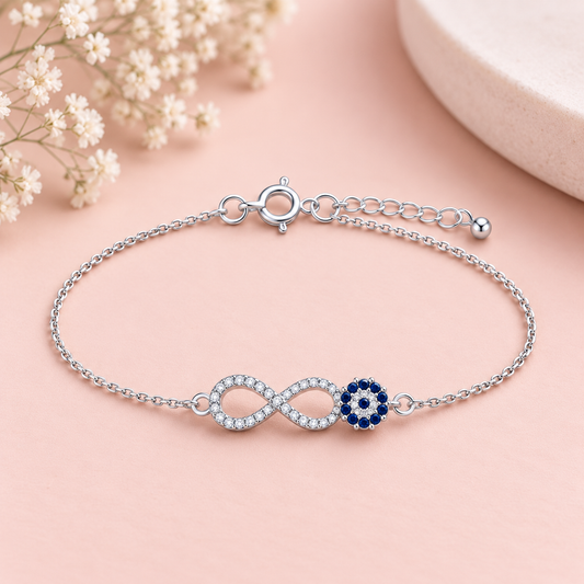 Infinity Evil Eye Silver Bracelet