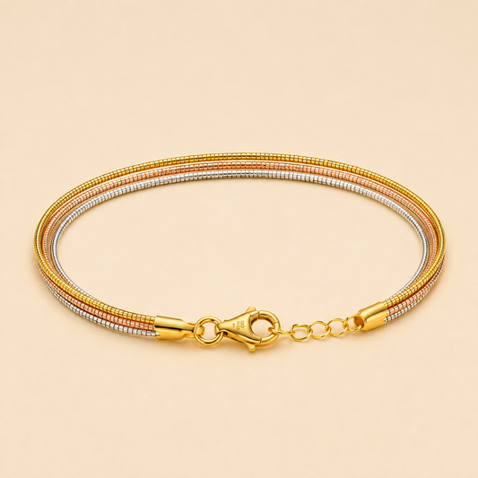 Multi-Strand Triple Plating 925 Sterling Silver Bracelet