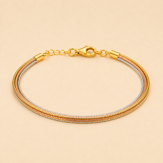 Multi-Strand Triple Plating 925 Sterling Silver Bracelet